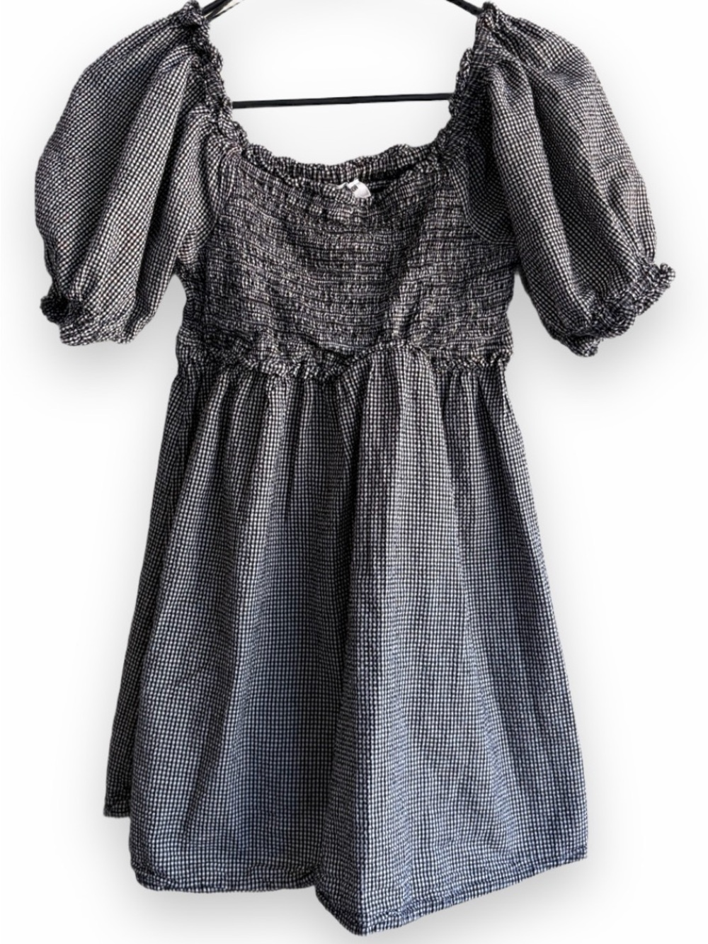 Cotton On Checkered Smocked Puff-Sleeve Mini Dress / Top | SIZE SMALL